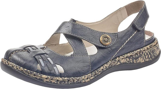 Rieker Damen Riemchensandalen 46377-14 Blau Leder