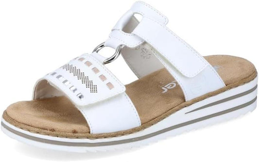 Rieker Damen Slipper Pantoletten  V0636-80 Weiß Syntheti