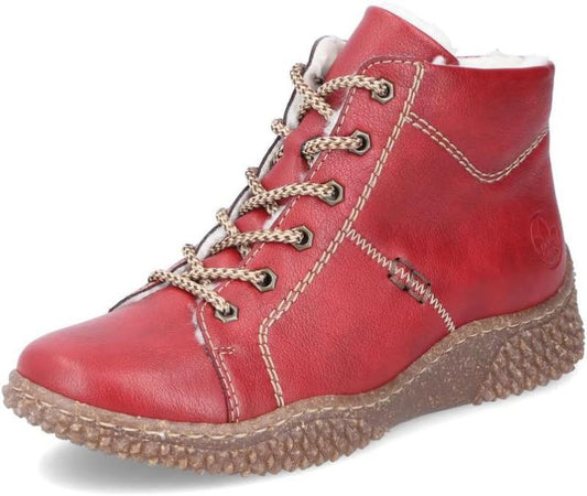 Rieker Damen Schnürstiefel Y8412-33  Rot Warmfutter