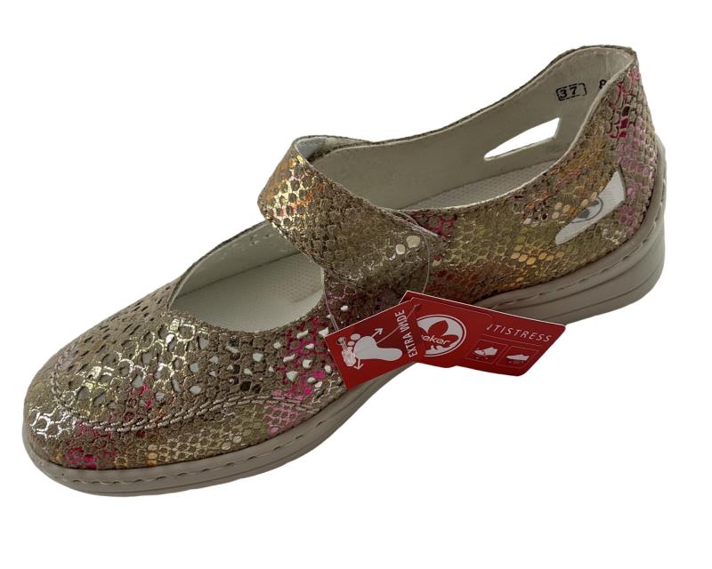 Rieker Damen Slipper 48996-90 Mehrfarbig  Kunstleder