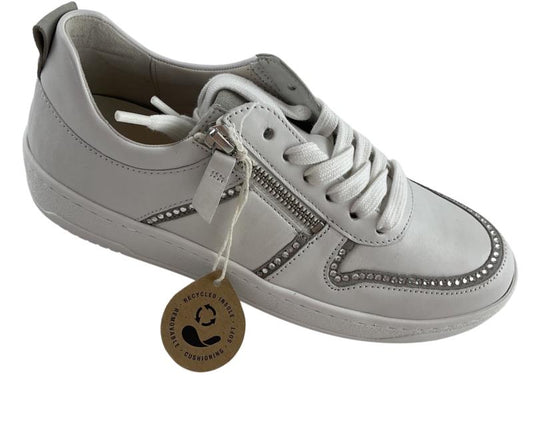 Gabor  Damen Sneaker 43.341.21 Nappa/Samtchevr.weiss/lightgrau