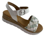 Gabor comfort  42.703.61 Damen Keilsandalette weiß /mint/creme