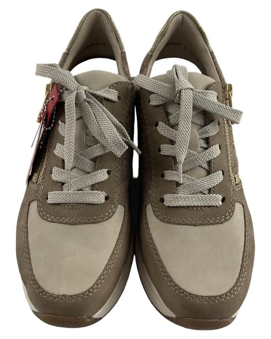 Rieker Damen Sneaker 58902-64 Reißverschlus/ Schnürung Beige ,  Kunstleder