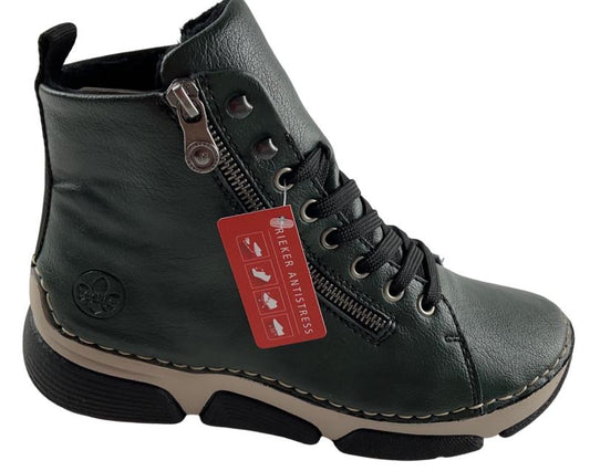 Rieker Damen Schnürstiefel 45920-54 Dunkelgrün