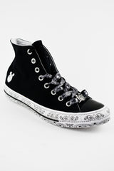 Converse All Star Miley Cyrus High Top Sneaker Schwarz Weiß Leinen